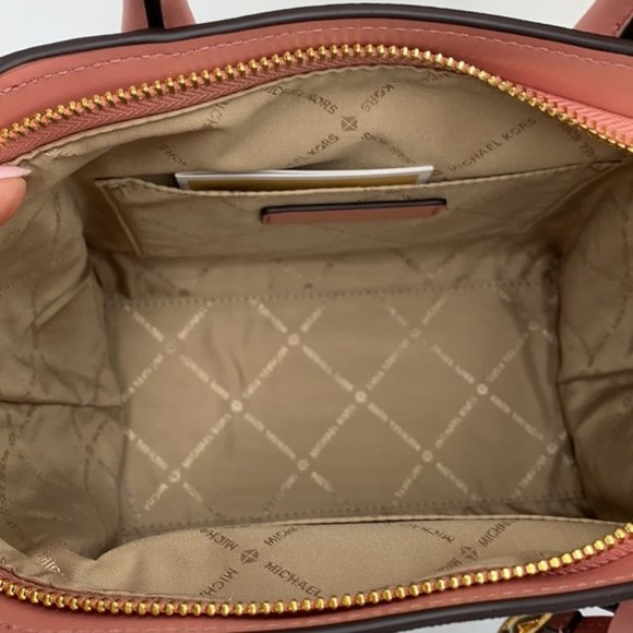 Michael Kors Avril Small Logo Top-Zip Satchel Sunset Rose - Picture 5 of 16